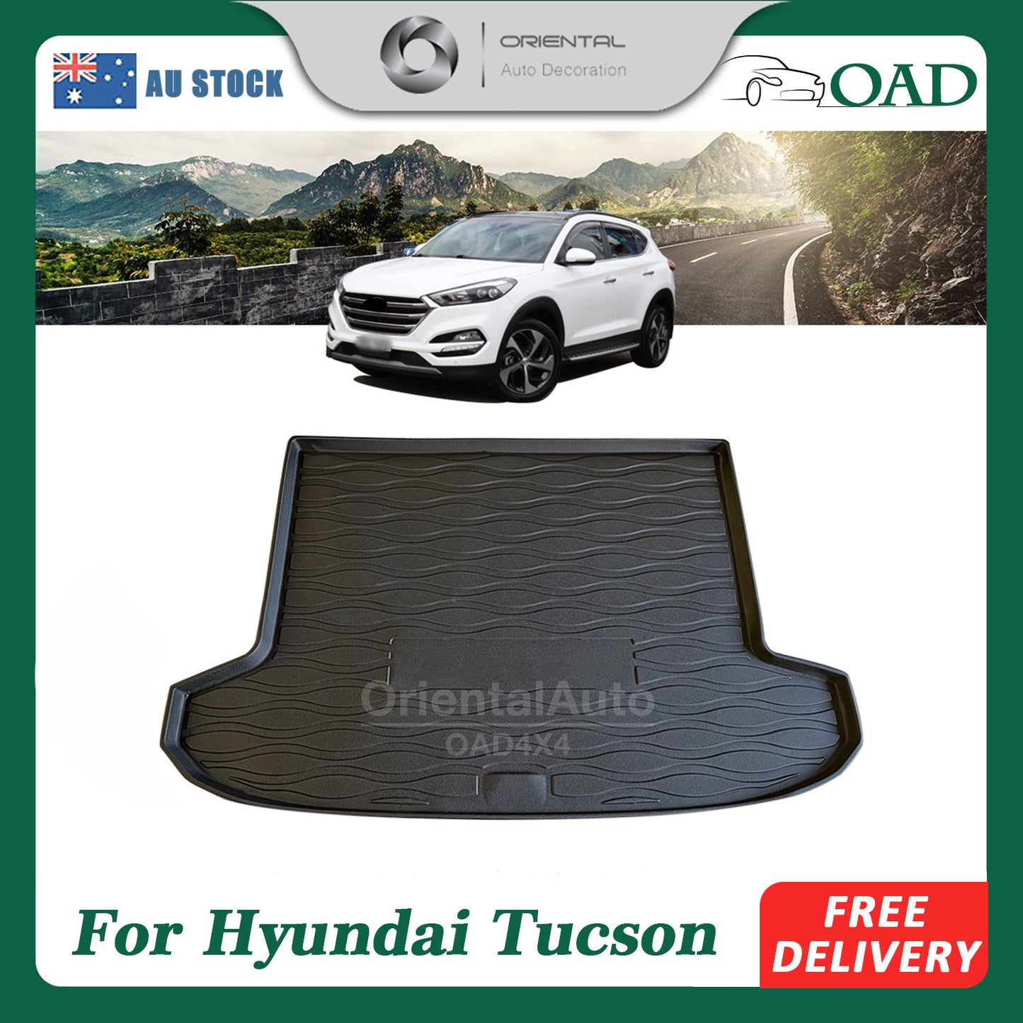 OAD 3D TPE Boot Mat for Hyundai Tucson 2015-2021 Cargo Mat Trunk Mat Boot Liner