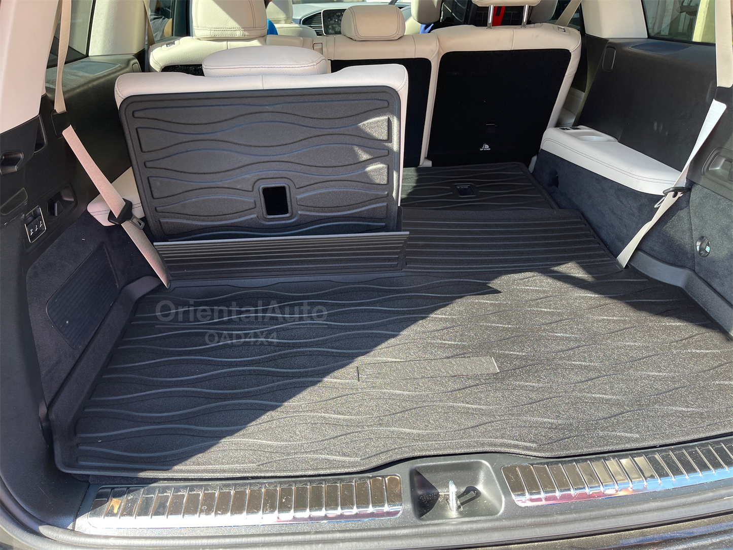 3 Rows Floor mats & 3D Cargo Mat for Mercedes-Benz GLS-Class X167 2019-Onwards Door Sill Covered Upper Detachable Carpet Car Mats + Boot Mat
