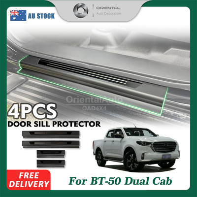 Black Door Sill Protector for Mazda BT-50 BT50 Dual Cab 2020+ Scuff Plates Door Sills Protector