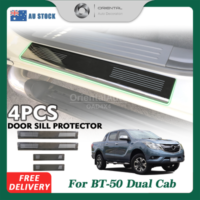 OAD Silver Door Sill Protector for Mazda BT-50 BT50 Dual Cab 2011-2020 Stainless Steel Scuff Plates Door Sills Protector
