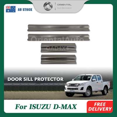 OAD Silver Door Sill Protector for ISUZU D-MAX / DMAX Dual Cab 2012-2020 Stainless Steel Scuff Plates Door Sills Protector