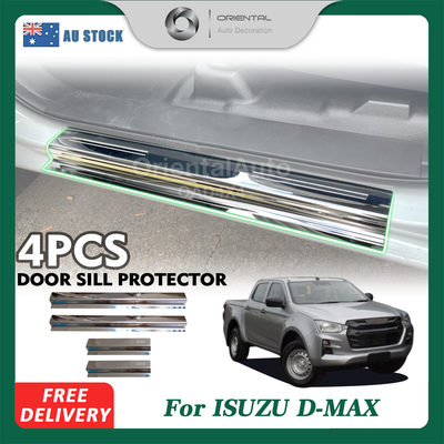OAD Silver Door Sill Protector for ISUZU D-MAX / DMAX Dual Cab 2020+ Stainless Steel Scuff Plates Door Sills Protector