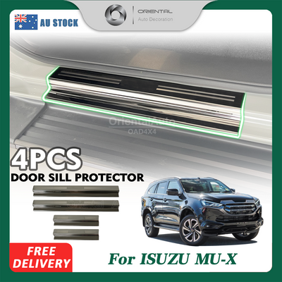 Silver Door Sill Protector for ISUZU MUX MU-X 2021-Onwards Stainless Steel Scuff Plates Door Sills Protector