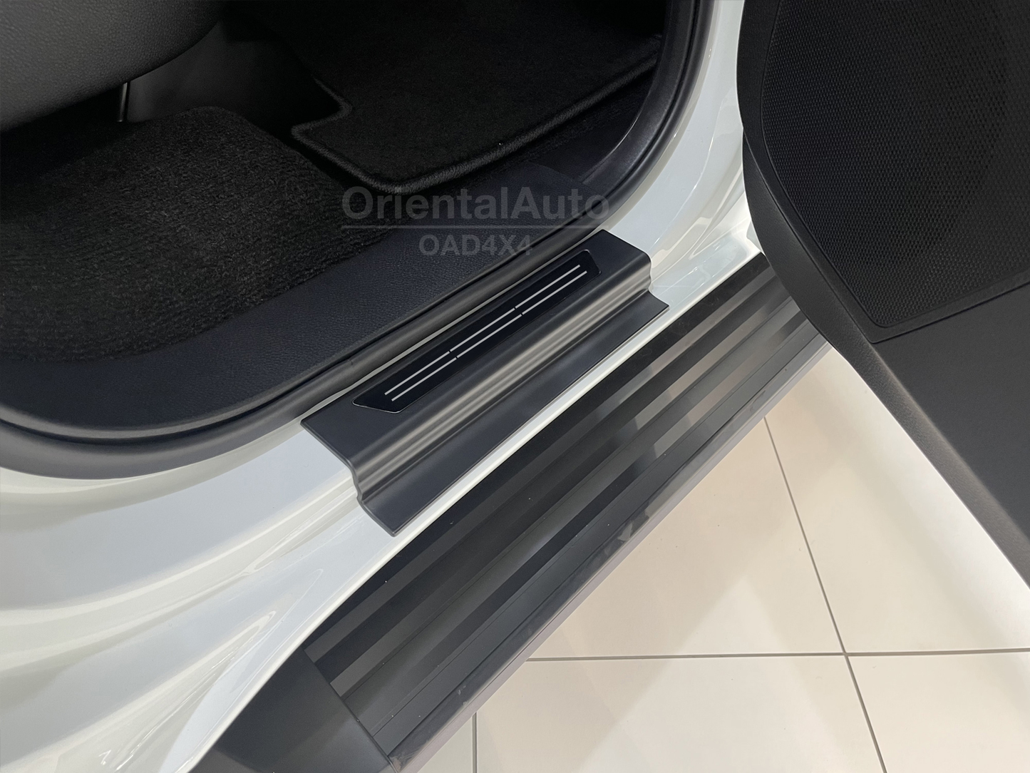 OAD 5D TPE Floor Mats & Black Door Sills Protector for ISUZU MUX MU-X 2021+ Tailored Door Sill Covered Floor Mat Liner Car Mats + Stainless Steel Scuff Plates