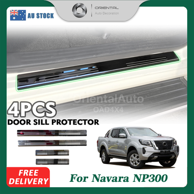 OAD Silver Door Sill Protector for Nissan Navara NP300 Dual Cab Stainless Steel Scuff Plates Door Sills Protector