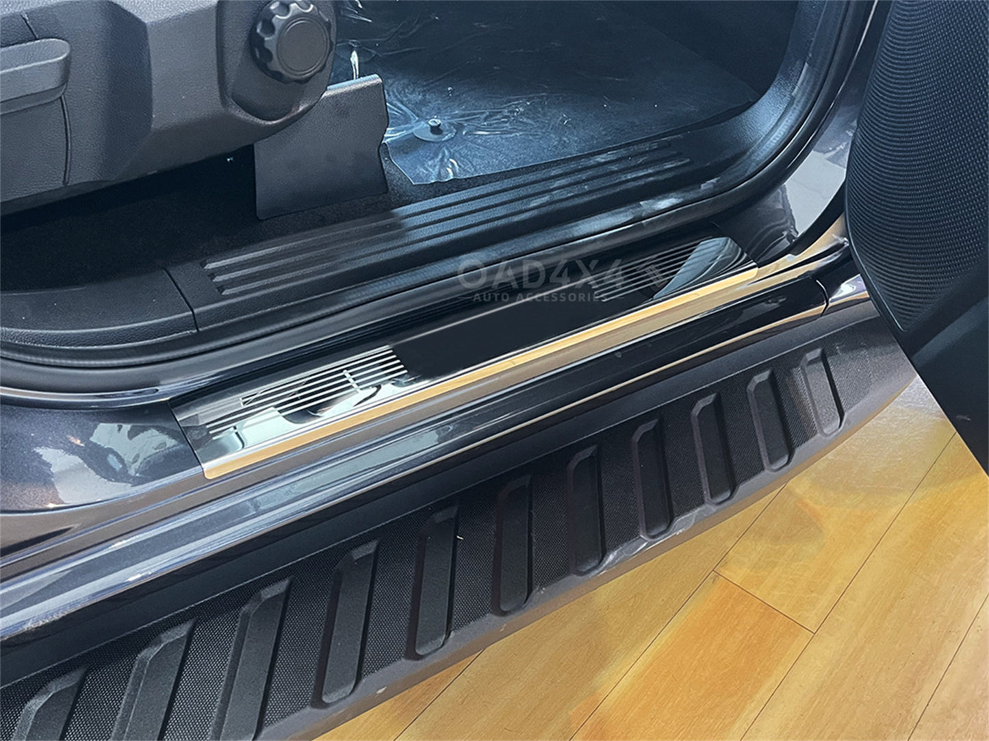 Silver Door Sill Protector for Ford Ranger Dual Cab 2022-Onwards Next-Gen Stainless Steel Scuff Plates Door Sills Protector