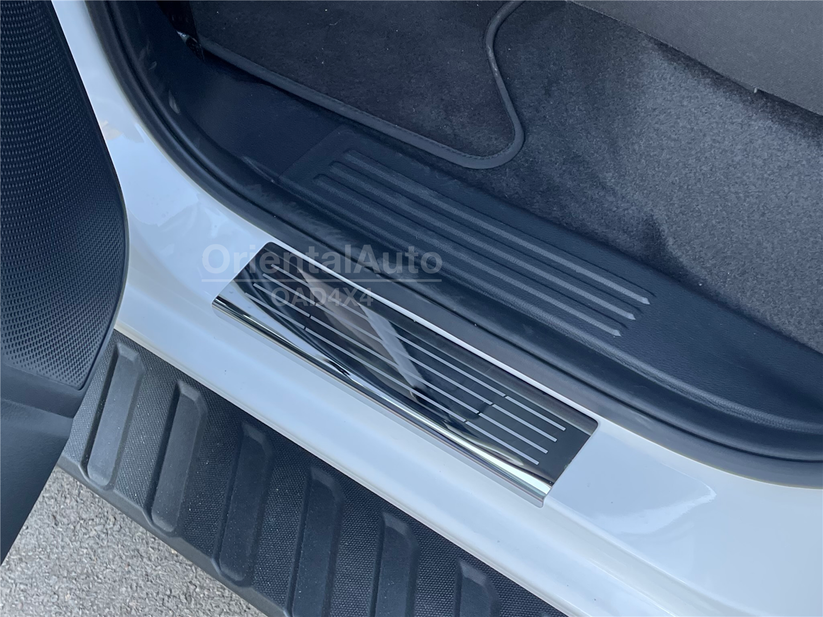 5D TPE Detachable Carpet Floor Mats & Stainless Door Sills Protector for Volkswagen Amarok Dual Cab NF Series 2023-Onwards Floor Mat Liner + Scuff Plate Side Kick
