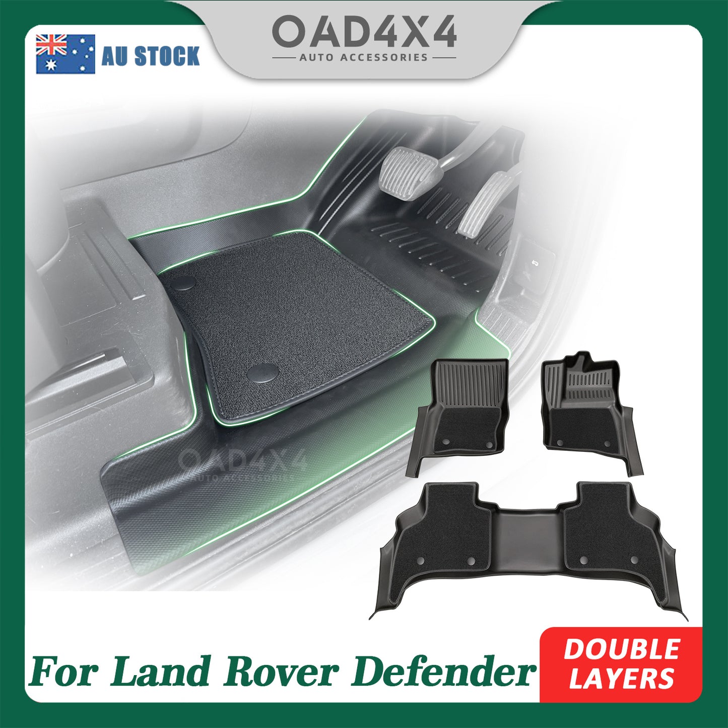 5D TPE Floor Mats for Land Rover Defender L663 110 5Seats 2020-Onwards Tailored Door Sill Covered Car Mats Carpet
