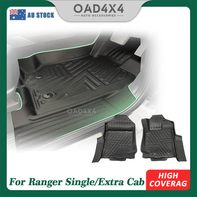 5D Floor Mats for Ford Ranger PX/PX2/PX3 Single / Extra Cab 2011-2022 Tailored TPE Door Sill Covered Floor Mat Liner Car Mats