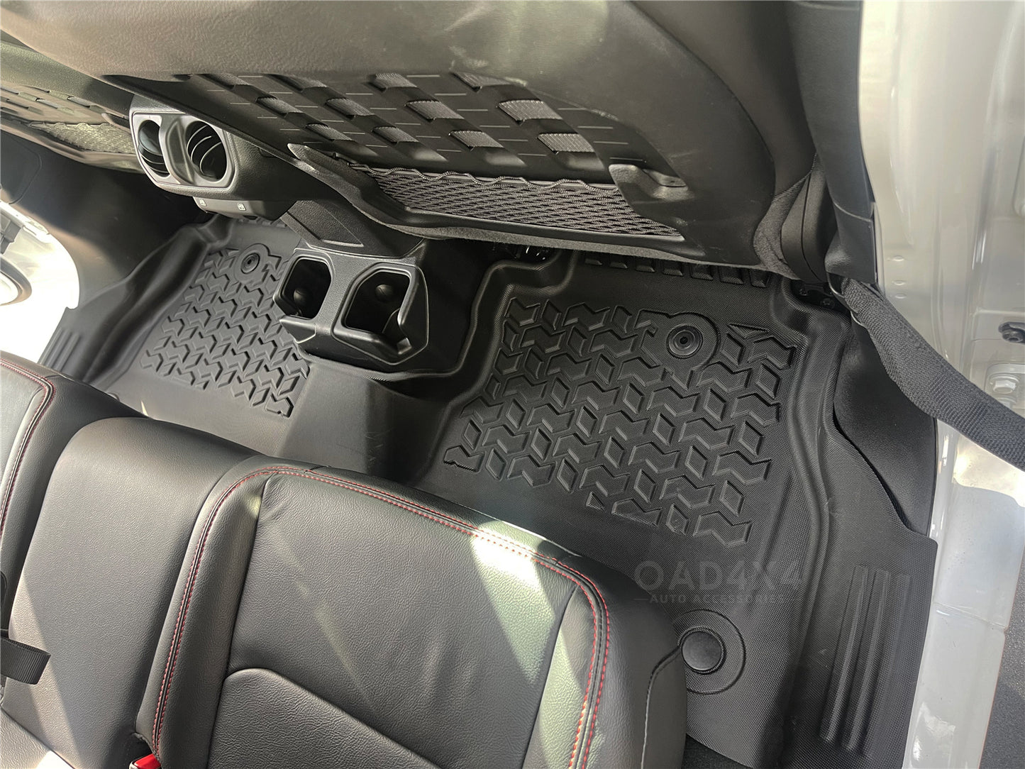 TPE 5D Floor Mats & 3D Cargo Mat for Jeep Wrangler JL Series 2018-Onwards With Factory Rear Subwoofer Tailored TPE Door Sill Covered Floor Mat Liner + Boot Mat Liner Trunk Mat
