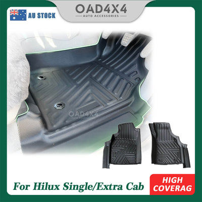 Floor Mats for Toyota Hilux Single / Extra Cab 2005-2015 2pcs Tailored TPE 3D Door Sill Covered Floor Mat Liner