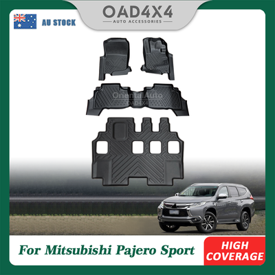 3ROWS 5D TPE Floor Mats for Mitsubishi Pajero Sport 7 Seaters 2015-Onwards Door Sill Covered Car Floor Mat Liner