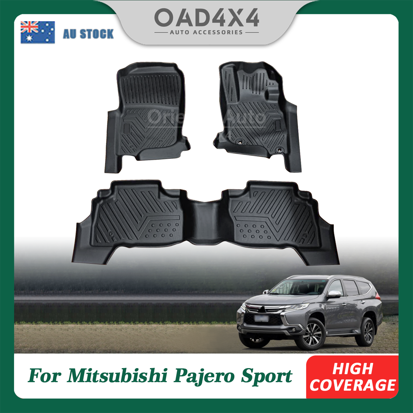 5D TPE Floor Mats for Mitsubishi Pajero Sport 2015-Onwards Door Sill Covered Car Floor Mat Liner