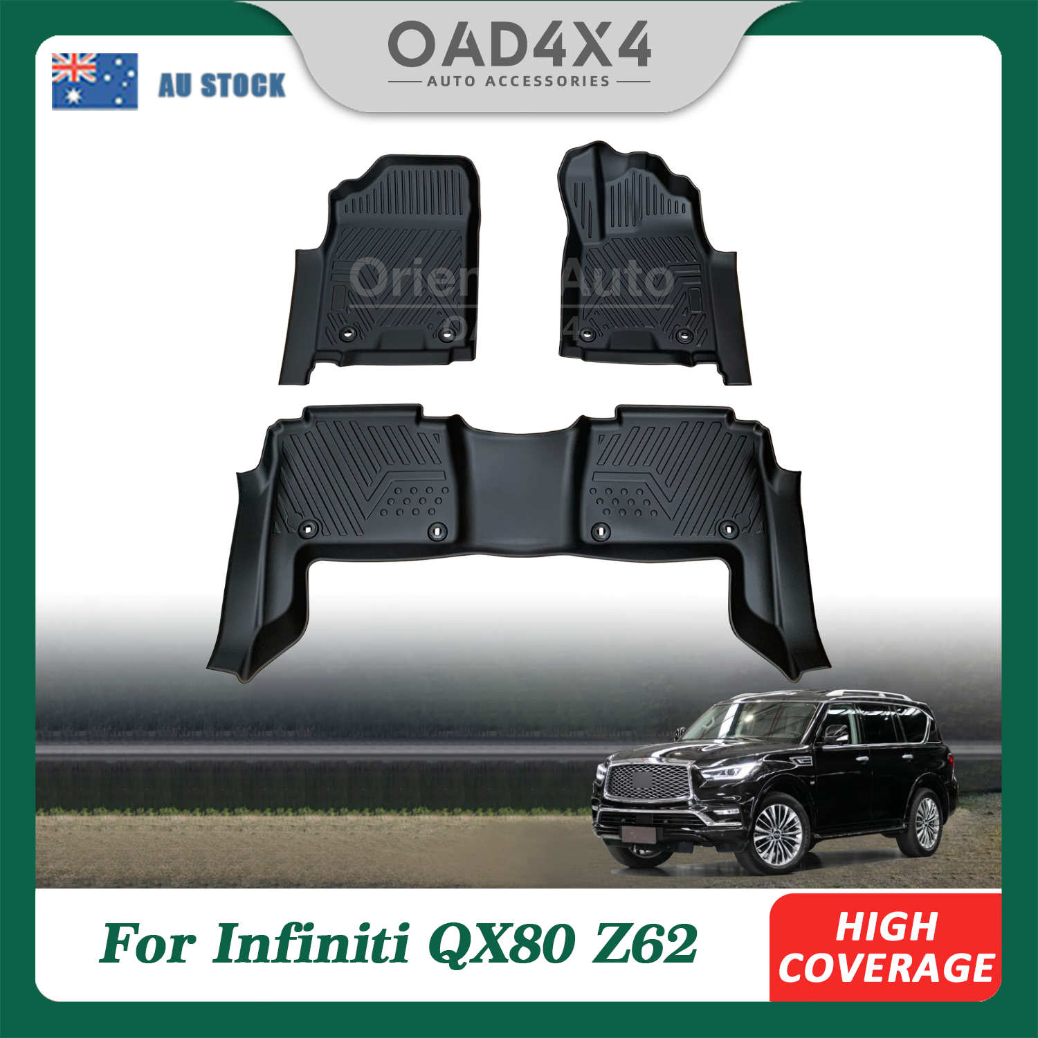 5D TPE Floor Mats for Infiniti QX80 Z62 20152019 Tailored Door Sill C