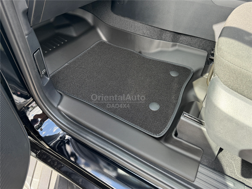 Pre-order 5D TPE Detachable Carpet Floor Mats & Stainless Door Sills Protector for Volkswagen Amarok Dual Cab NF Series 2023-Onwards Floor Mat Liner + Scuff Plate Side Kick