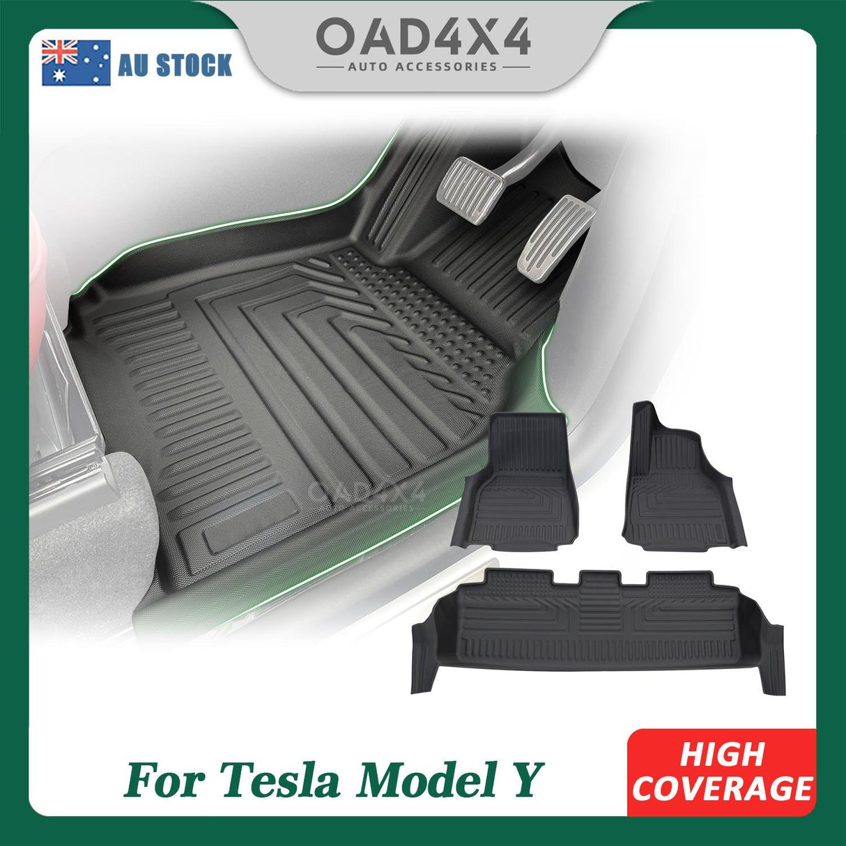 5D TPE Car Floor Mats for Tesla Model Y 2022-2025