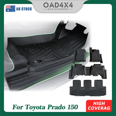 3Rows 5D TPE Floor Mats for Toyota Prado 150 2009-Onwards 7 seater Tailored Door Sill Covered Car Floor Mat Liner