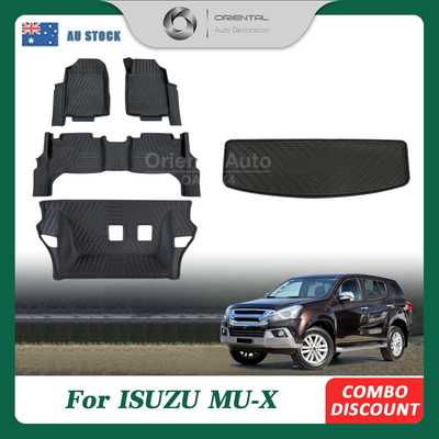 OAD 3 Rows 5D TPE Floor Mats & Cargo Mat for ISUZU MUX MU-X 2013-2021 Door Sill Covered Car Floor Mat Liner + Boot Mat