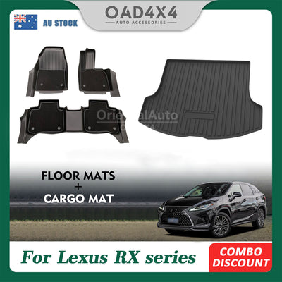 Detachable Carpet Floor Mats & Cargo Mat for Lexus RX Series 2022-Onwards Tailored TPE Door Sill Covered Floor Mat Liner Car Mats & Boot Mat Liner Trunk Mat