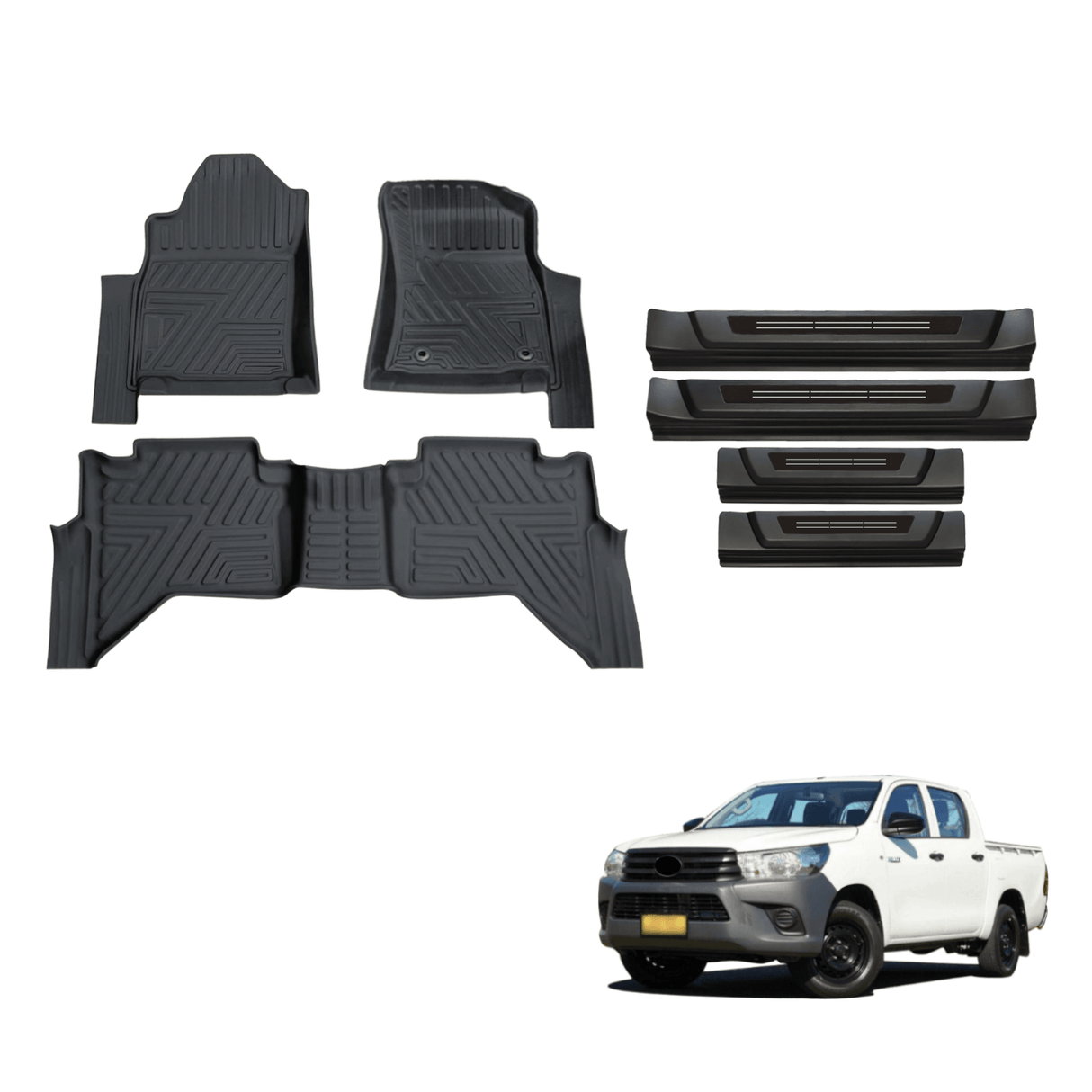 Floor Mats & Door Sill Protector for Toyota Hilux Manual Transmission Dual Cab 2015-Onwards