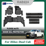 Floor Mats & Door Sill Protector for Toyota Hilux Auto Transmission Dual Cab 2015-Onwards