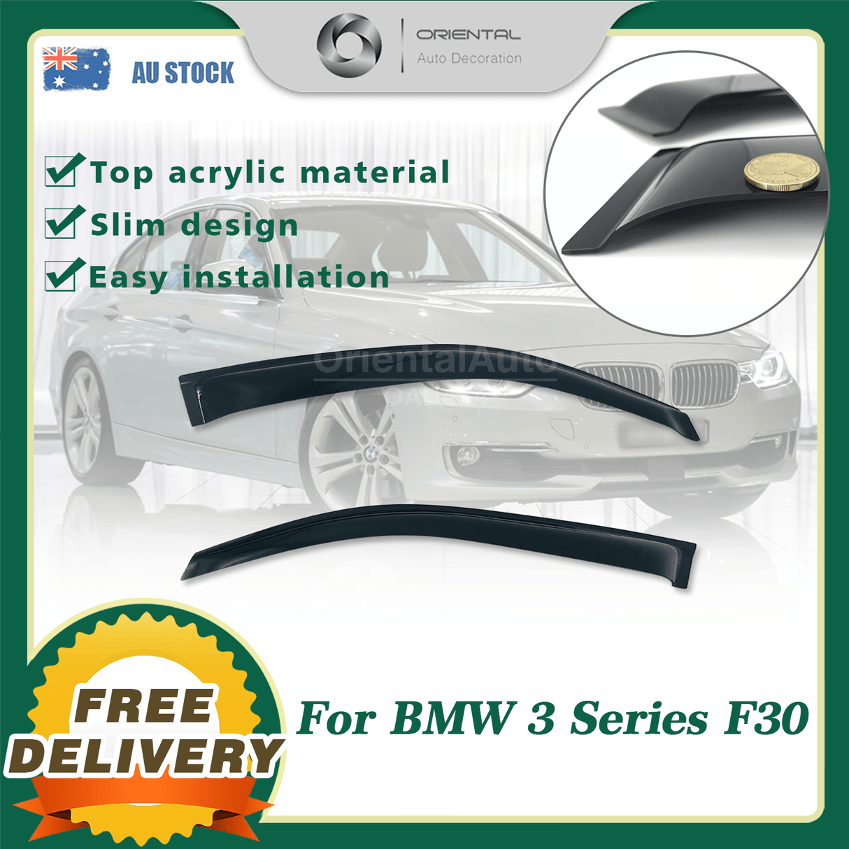 Weather Shields for BMW 3 Series F30 2012-2018 2PCS