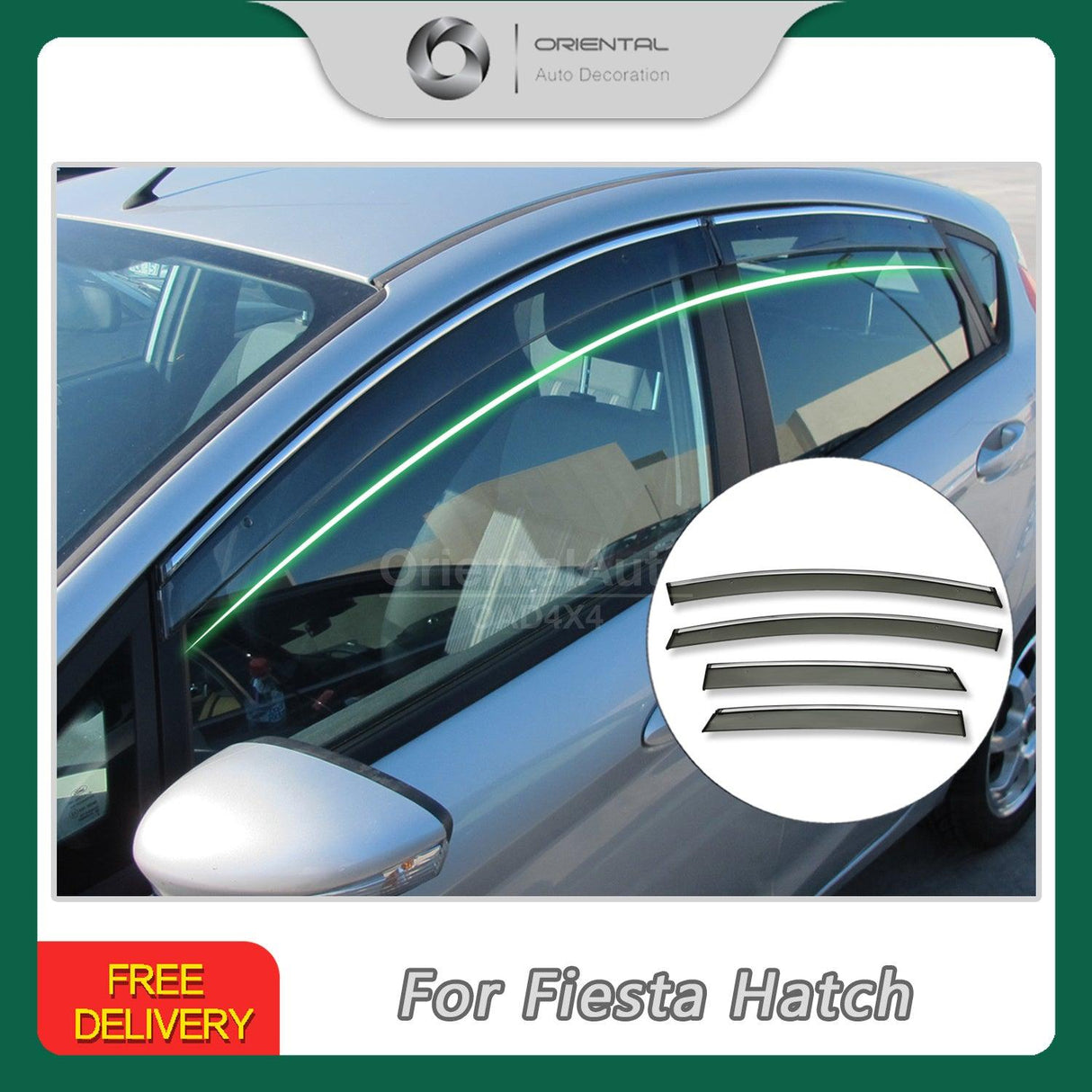 Chrome Edge Weather Shields for Ford Fiesta Hatch 2008-2019