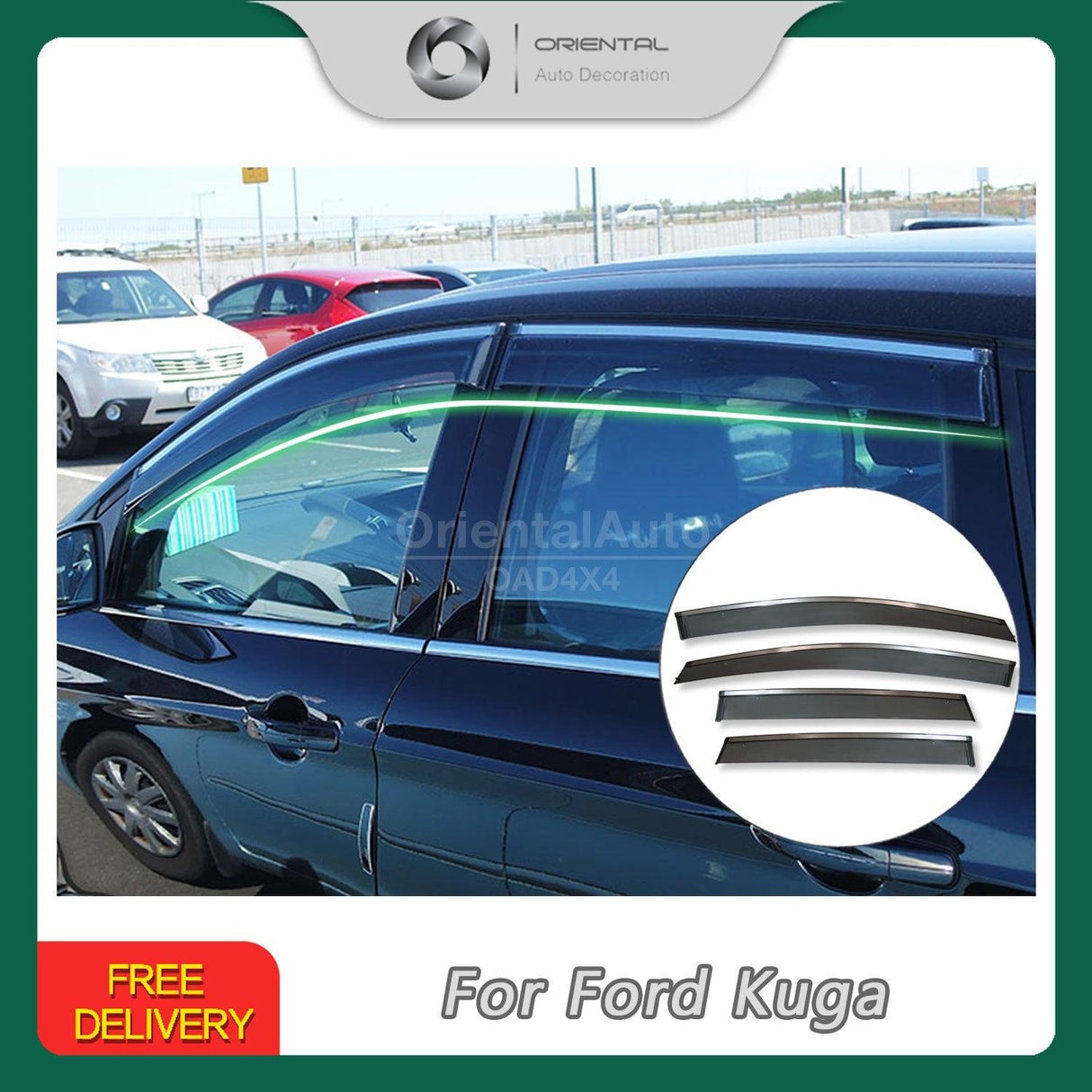 Stainless Edge Weather Shields for Ford Kuga TF Series 2013-2016