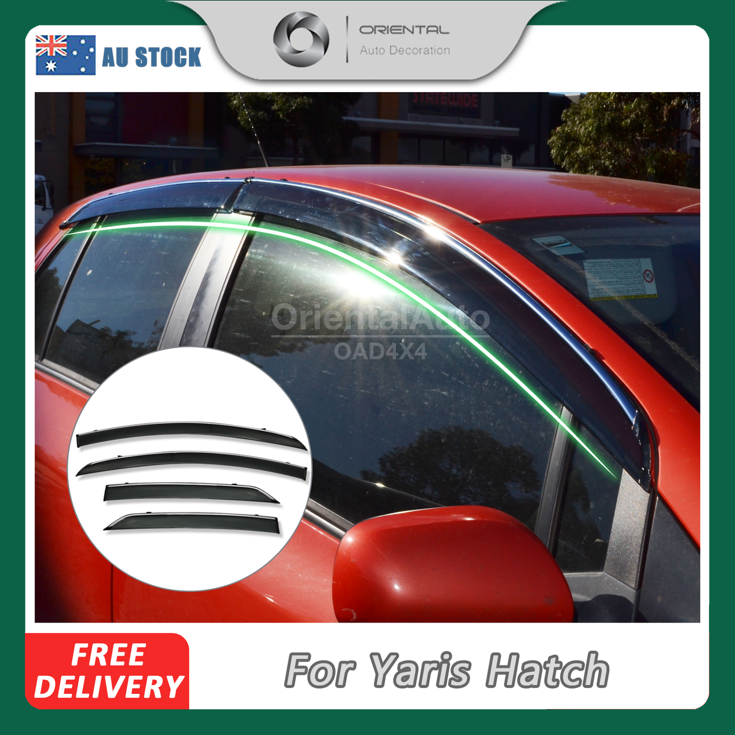 Injection Chrome Weathershields Weather Shields Window Visor For Toyota Yaris Hatch 2005-2011