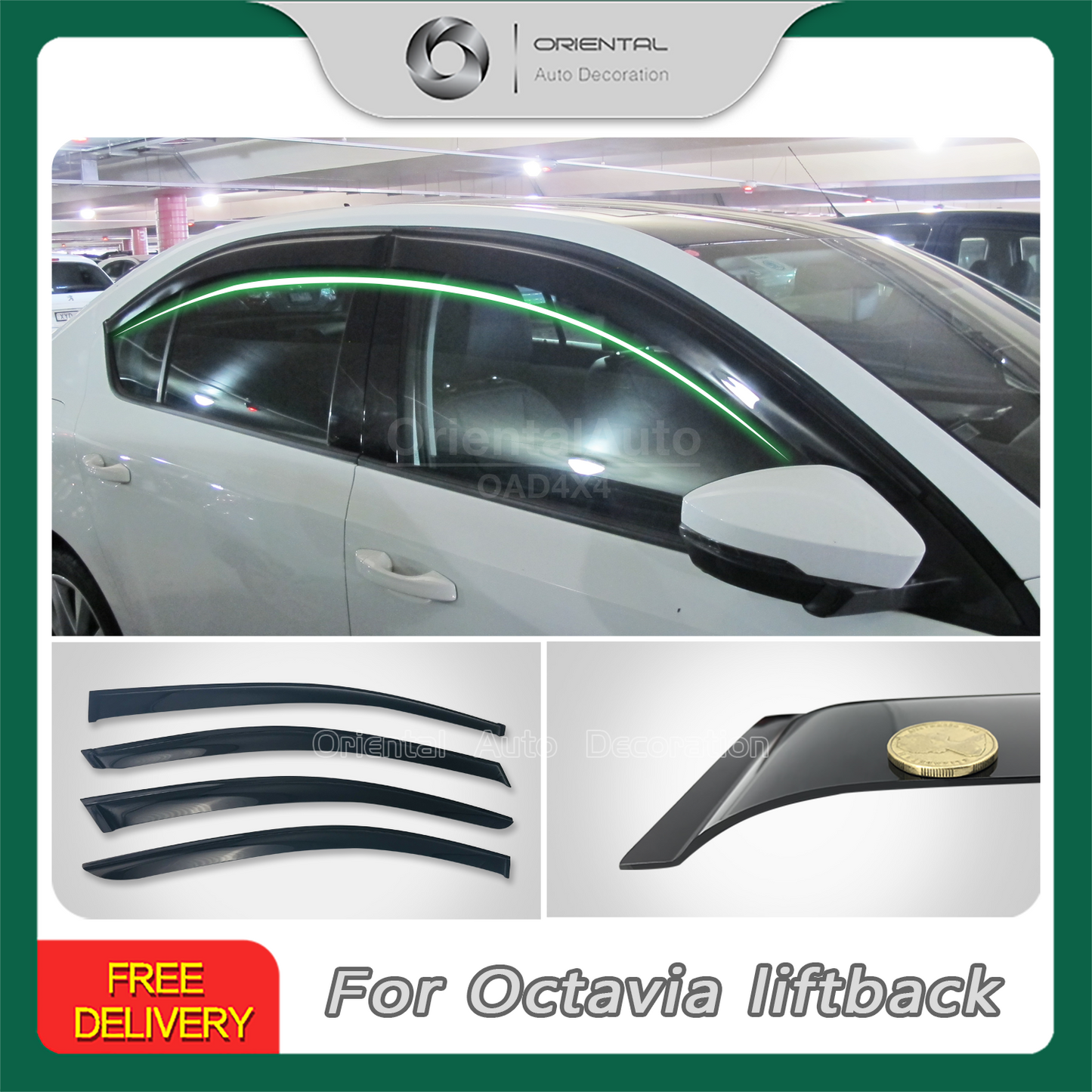Premium Weather Shields For Skoda Octavia Liftback 2013-2020 NE Series Weathershields Window Visors