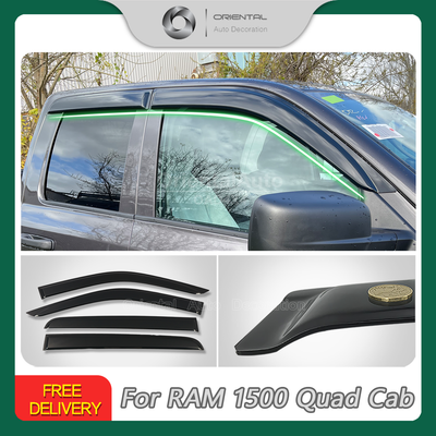 Luxury Weather Shields Weathershields Window Visor For Dodge RAM 1500 DS Series Quad Cab 2017-2022