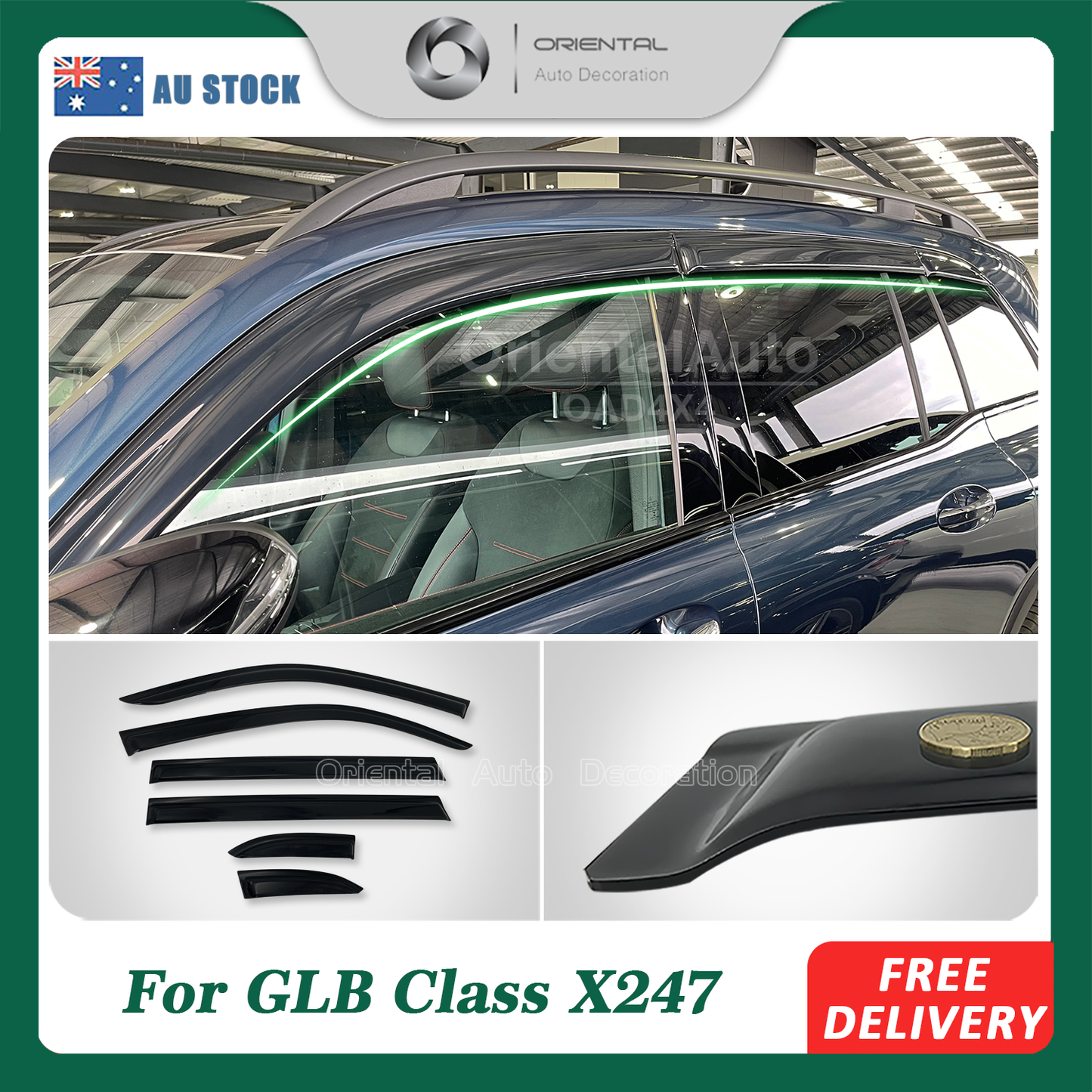 Luxury 6pcs Weathershields for Mercedes-Benz GLB Class X247 2020+ Weather Shields Window Visors