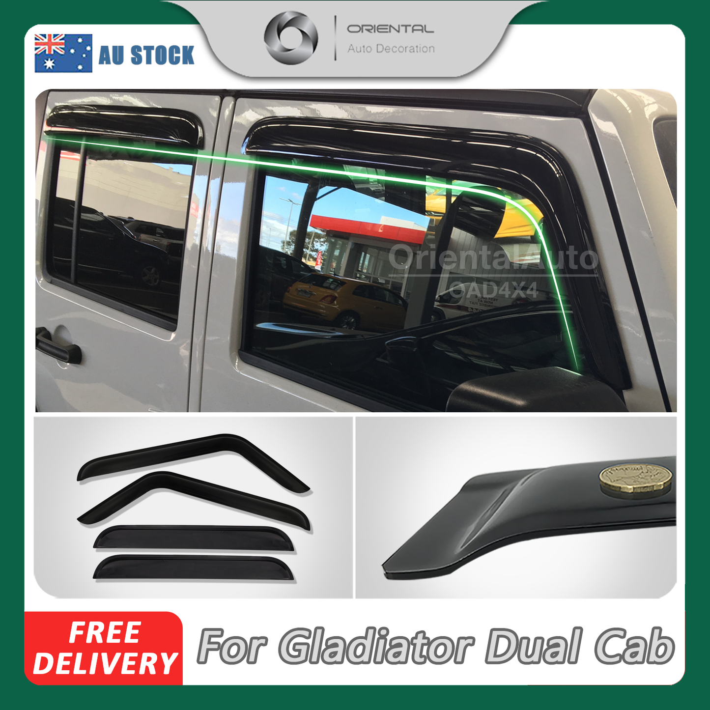 Luxury Weathershields Weather Shields Window Visor For Jeep Gladiator Dual Cab 2020+ 4pcs