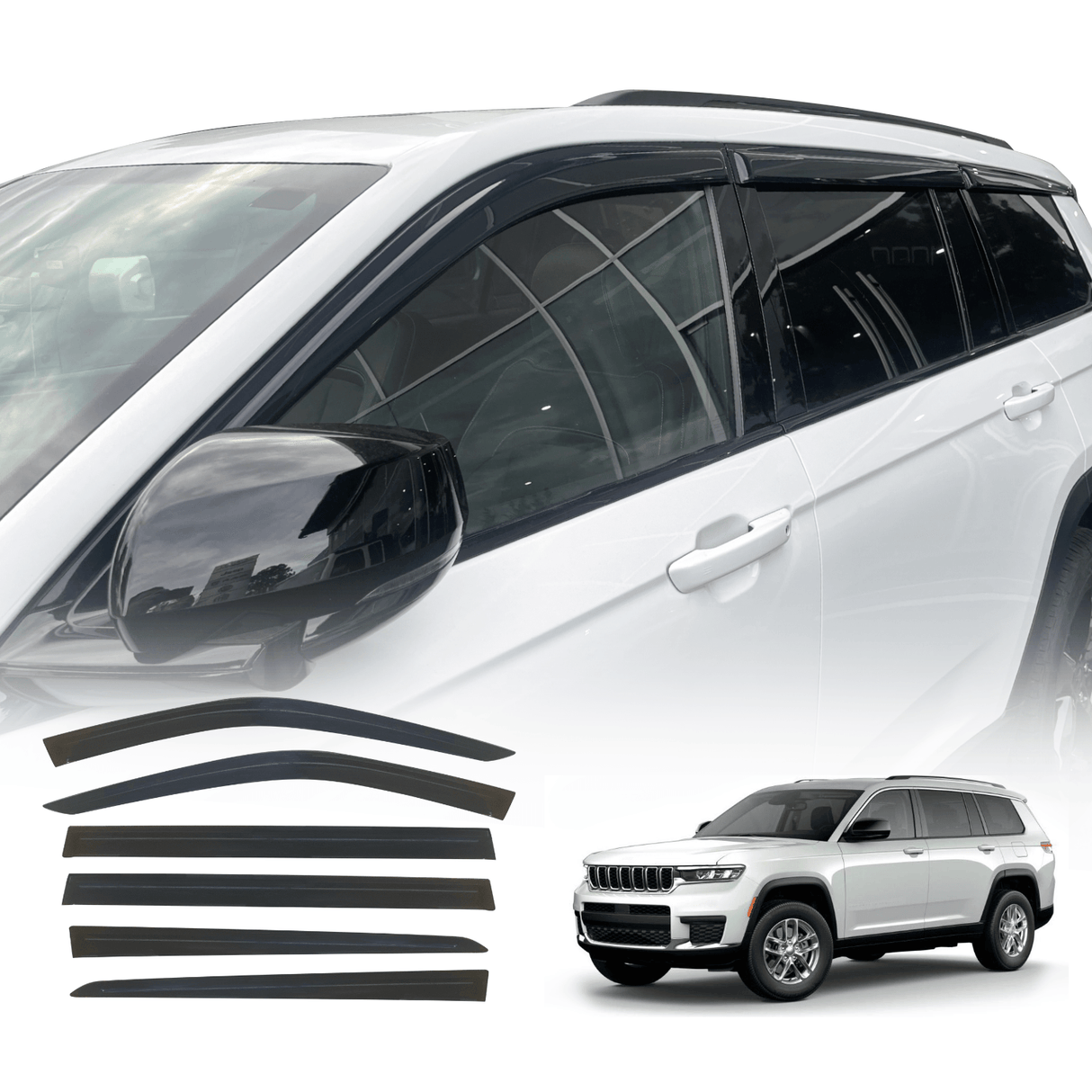 Weather Shields for Jeep Grand Cherokee L WL Series 7 Seater 2021-onwards 6PCS