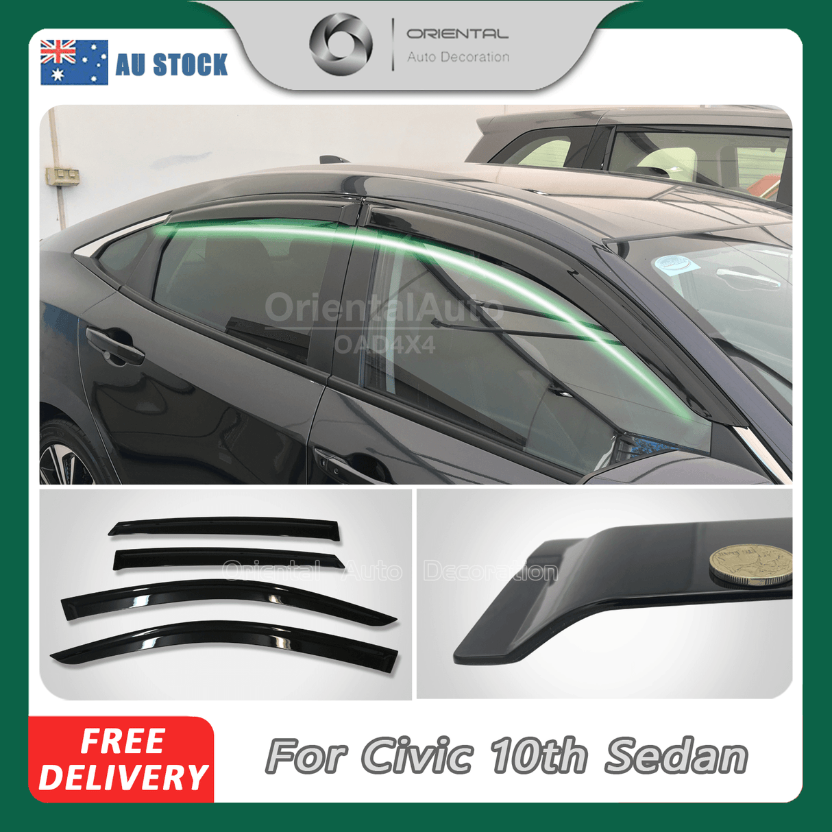 Injection Weather Shields for Honda Civic 10th Sedan 2016-2021