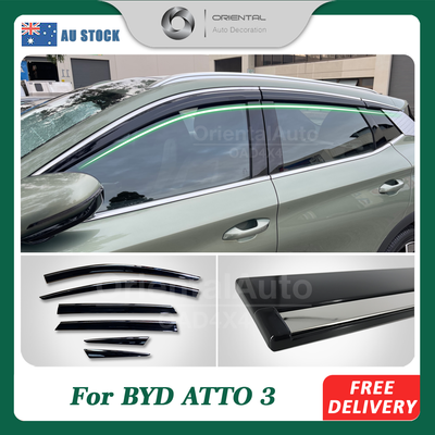 Injection 6pcs Stainless Weathershields For BYD ATTO 3 2021+ Weather Shields Window Visor