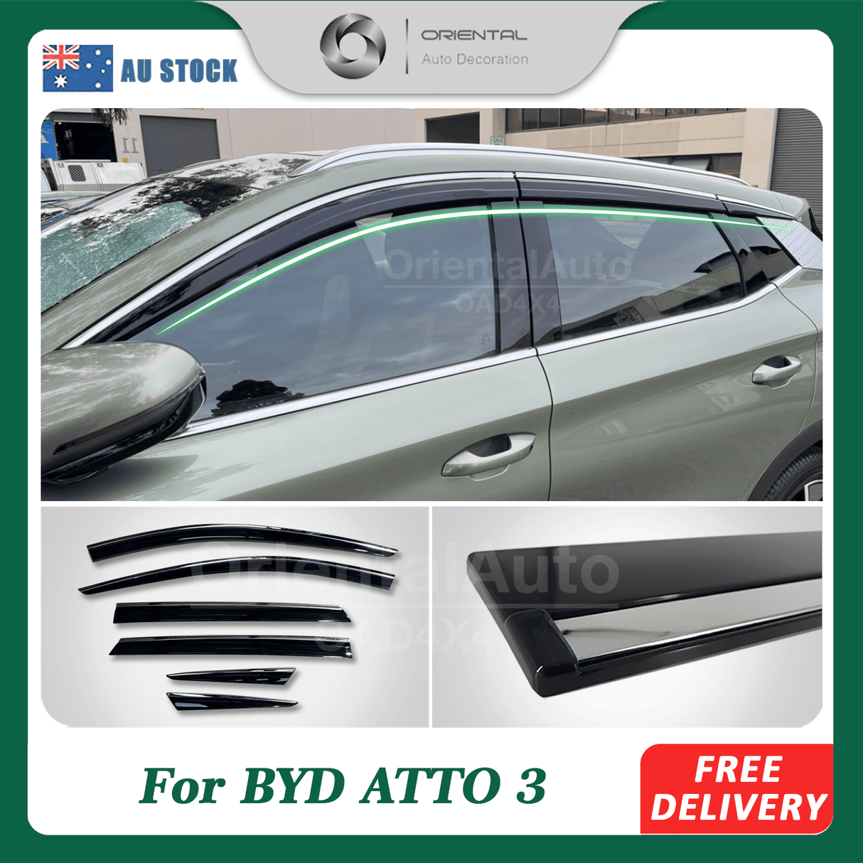 Stainless Edge Weather Shields for BYD ATTO 3 2022-Onwards 6PCS