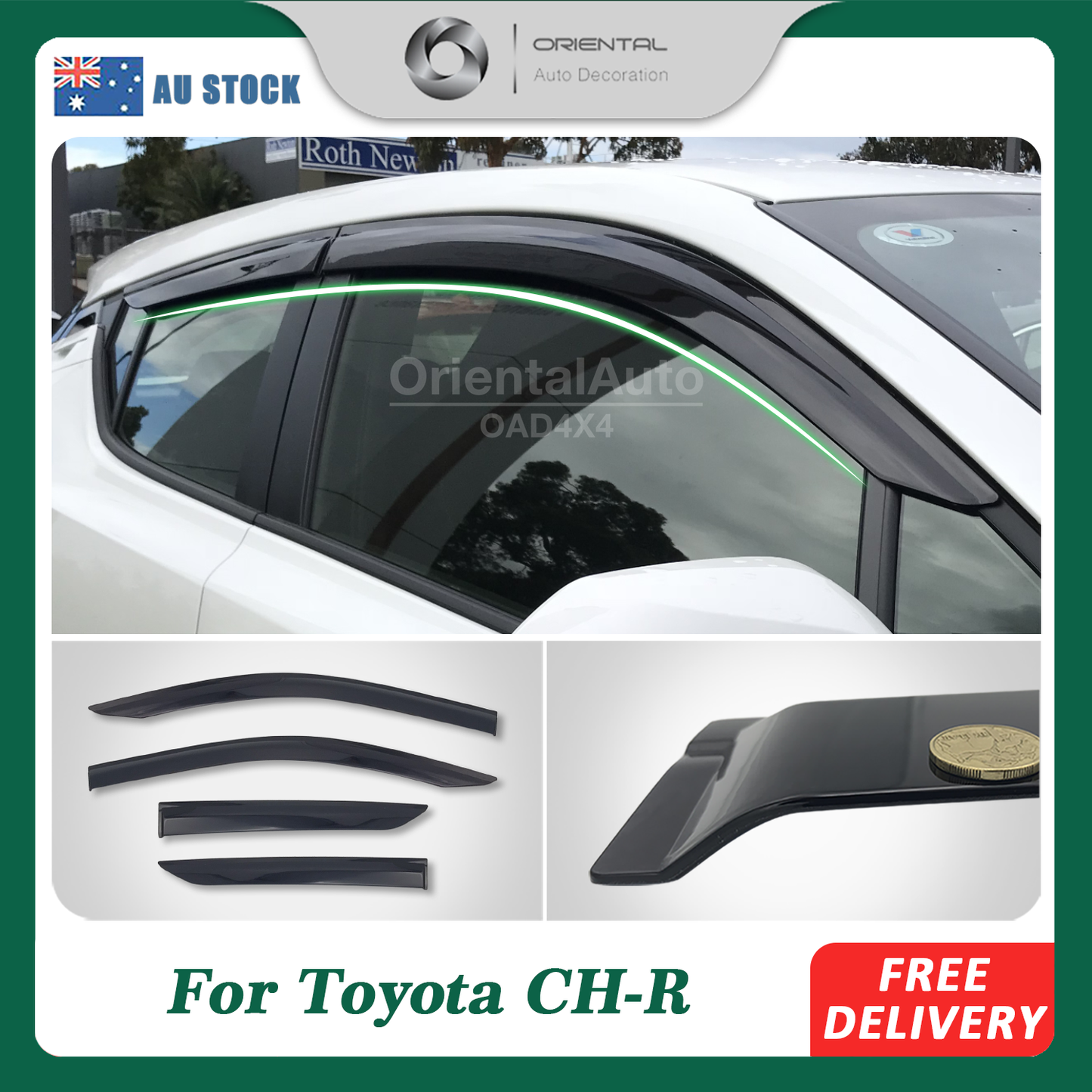 Injection Weathershields Weather Shields Window Visor For Toyota CHR CH-R 2016+