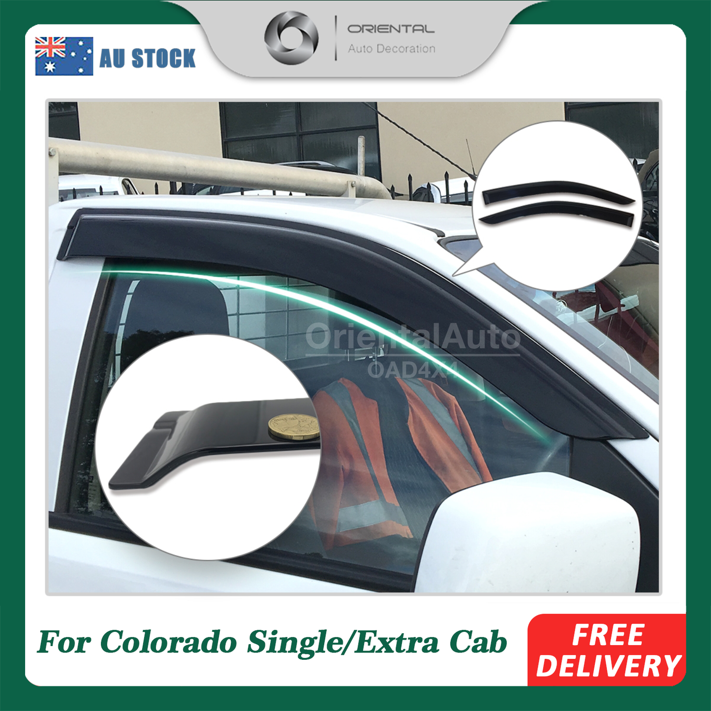 Injection 2pcs Weathershields Weather Shields Window Visor For Holden Colorado RG Series Single / Extra Cab 2012+