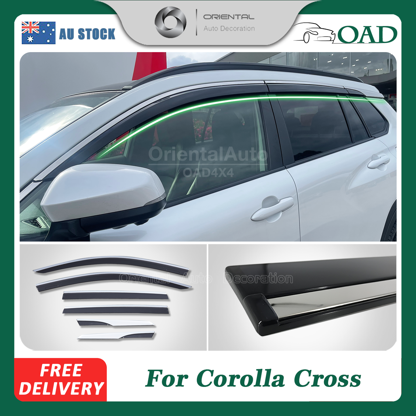 OAD Injection 6pcs Stainless Weathershields For Toyota Corolla Cross SUV 2022+ Weather Shields Weather Shield Window Visor
