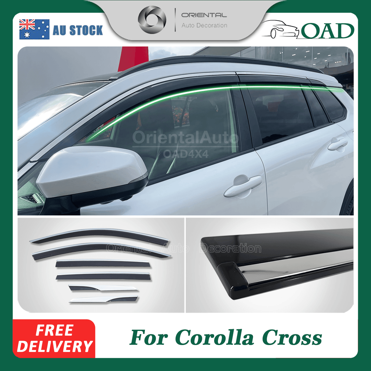 Stainless Edge Weather Shields for Toyota Corolla Cross SUV 2022-Onwards 6PCS