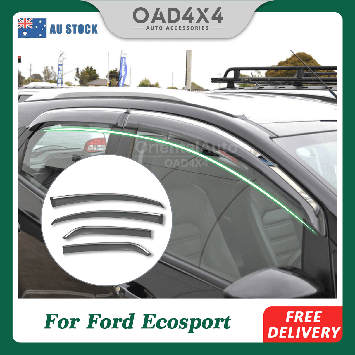Stainless Edge Weather Shields for Ford Ecosport BK Series 2013-2017