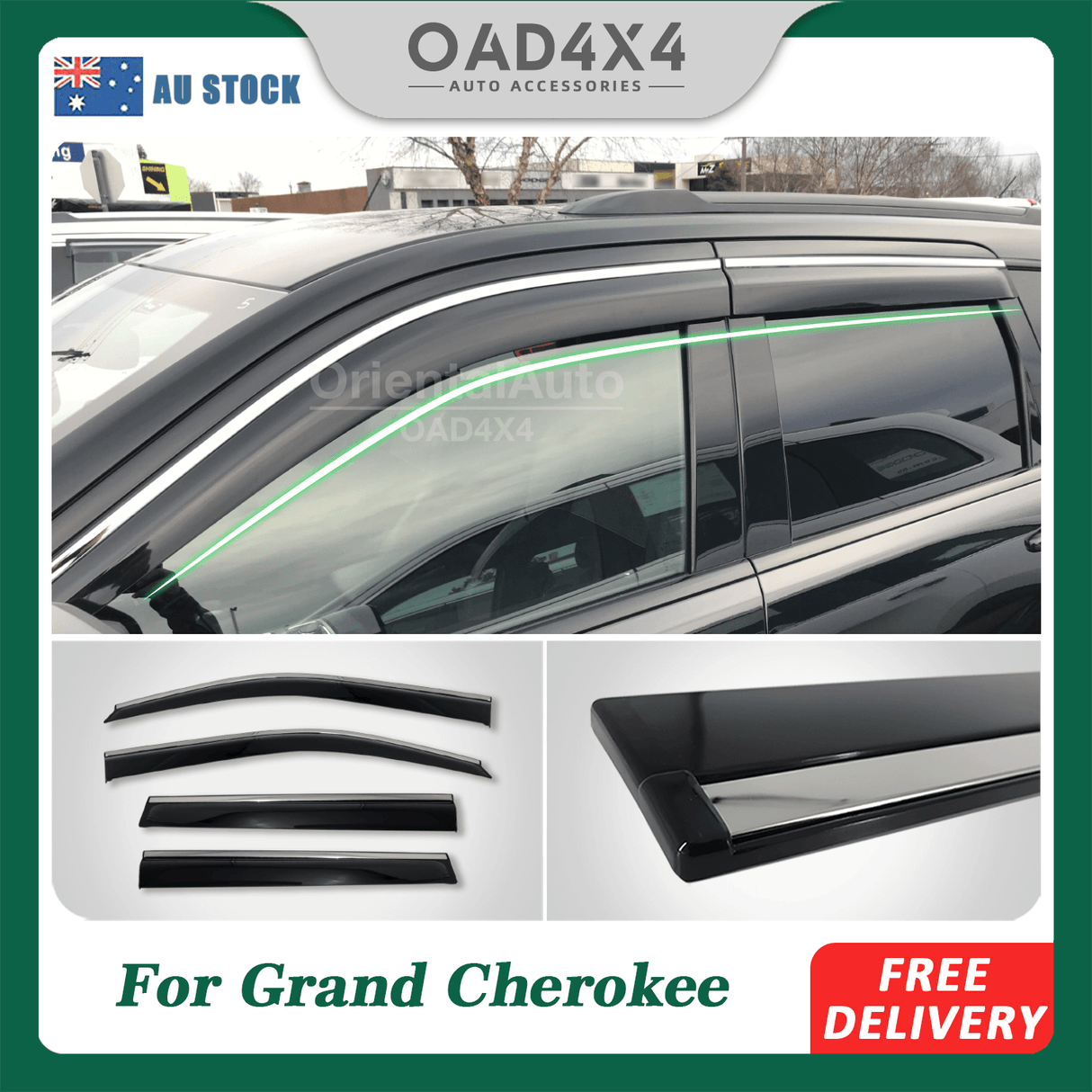 Stainless Edge Weather Shields for Jeep Grand Cherokee WK/WK2 2010-2021