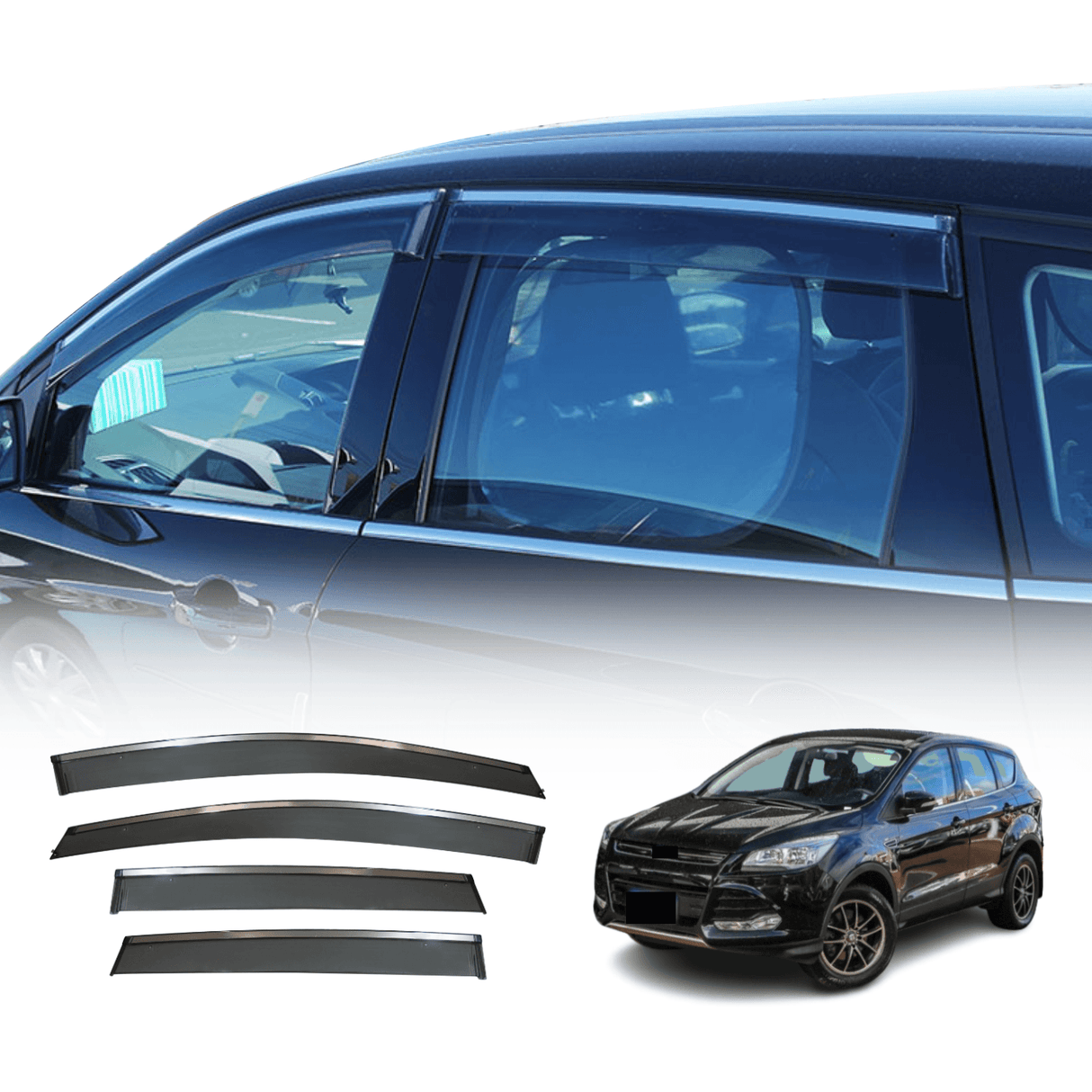 Stainless Edge Weather Shields for Ford Kuga TF Series 2013-2016