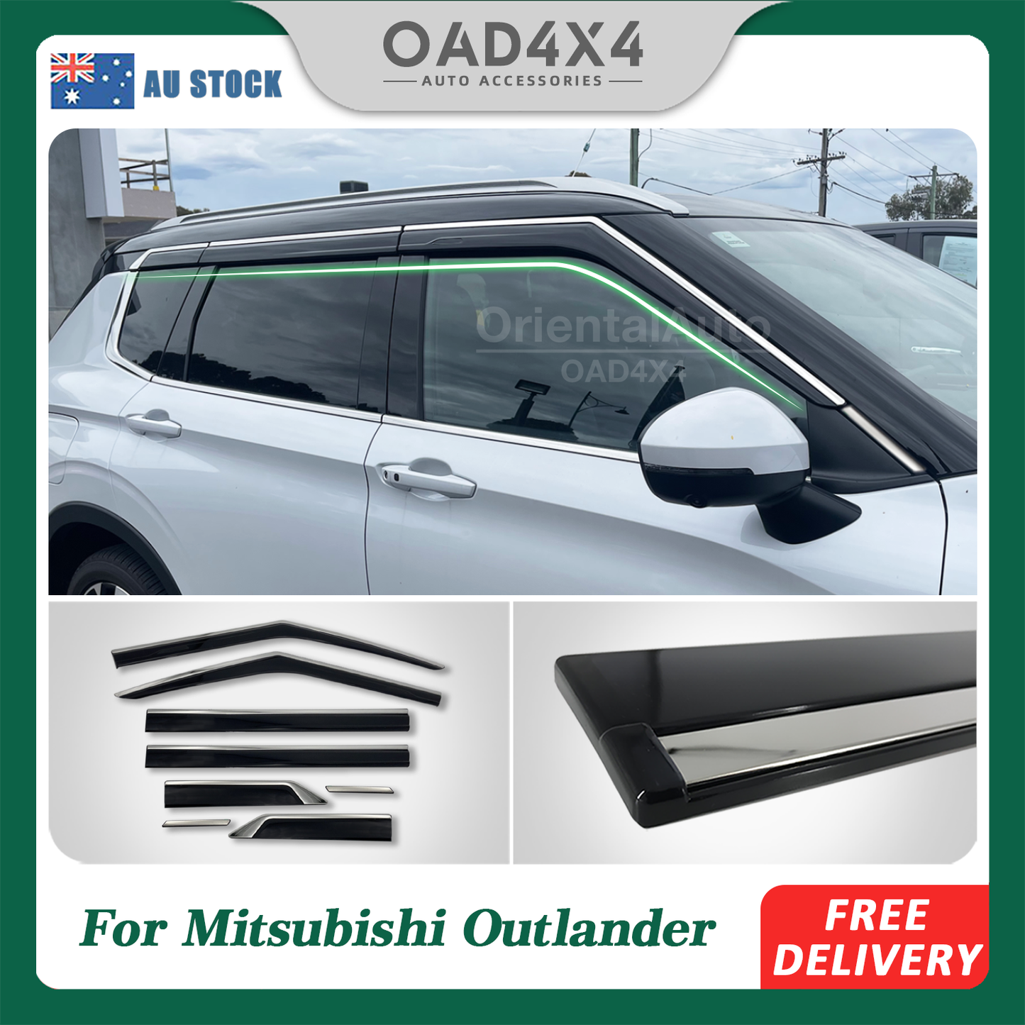 Injection 8pcs Stainless Weathershields For Mitsubishi Outlander ZM Series 2021+ Weather Shields Window Visor