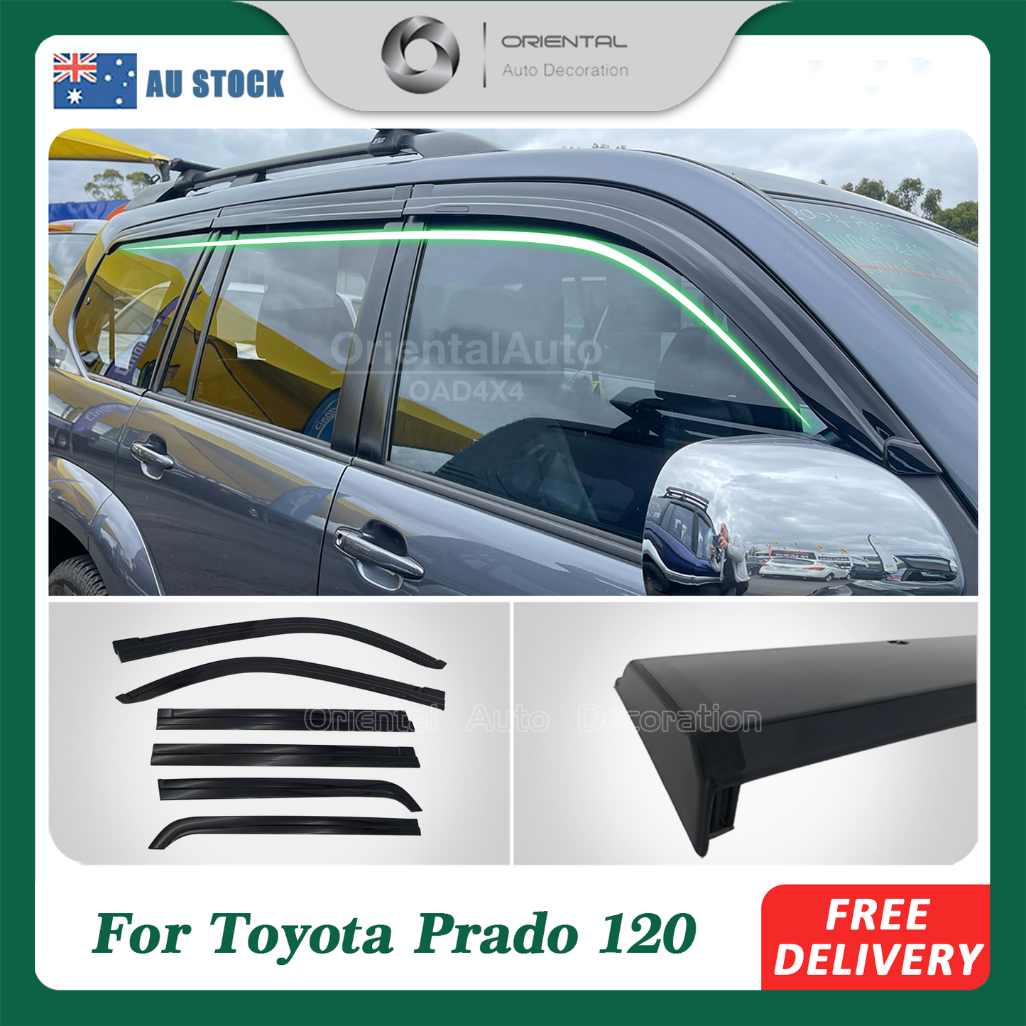 OAD Injection 6pcs Weathershields For Toyota Land Cruiser Prado 120 2003-2009 Weather Shields Window Visor