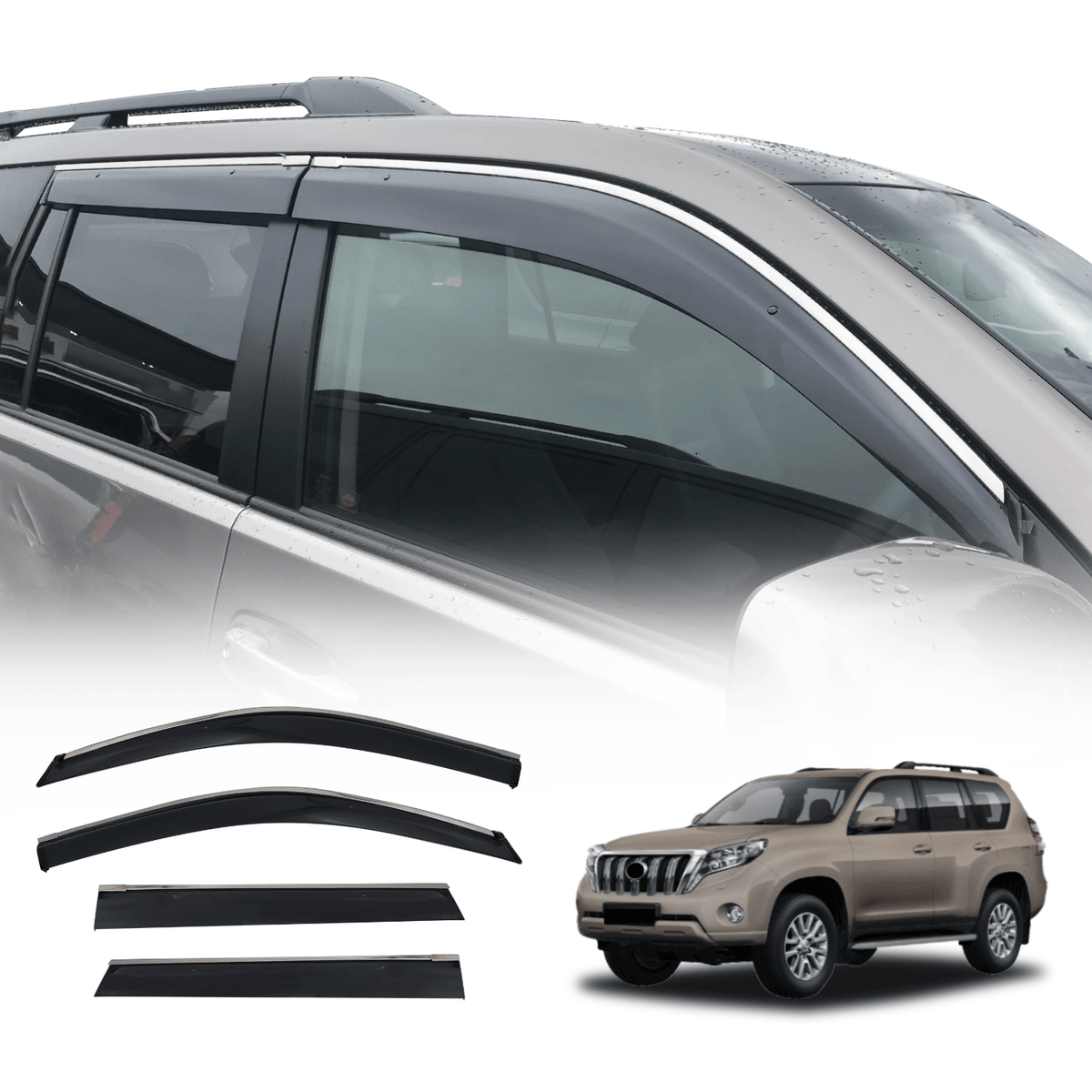 Stainless Edge Weather Shields for Toyota Land Cruiser Prado 150 2009 ...