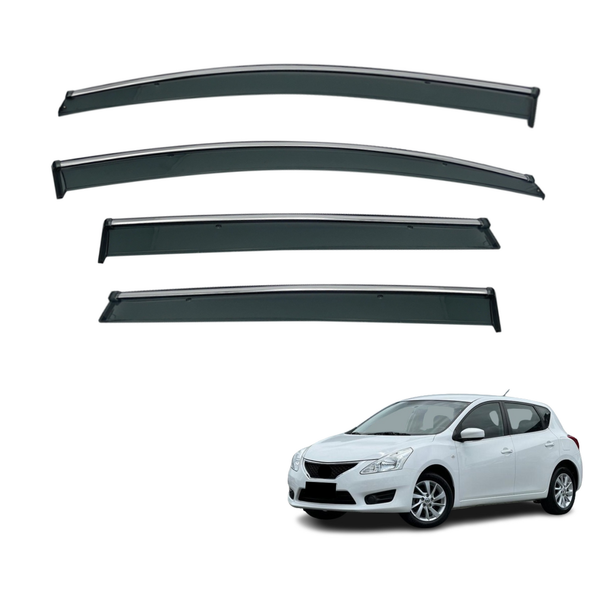 Chrome Edge Weather Shields for Nissan Pulsar Hatch 2013-2016