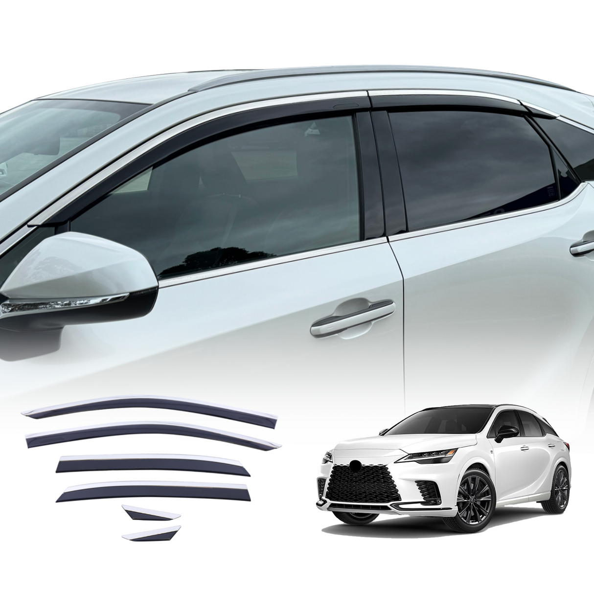 Stainless Edge Weather Shields for Lexus RX Series 2022-Onwards 6PCS