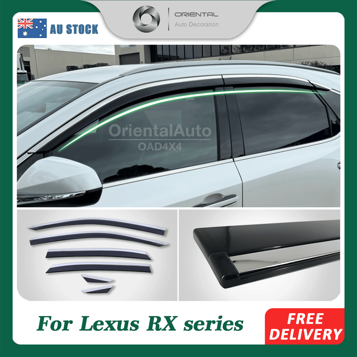 Stainless Edge Weather Shields for Lexus RX Series 2022-Onwards 6PCS